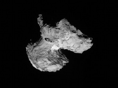 Image taken on August 12, 2014, from the Rosetta navigation camera at about 103 km from comet 67P/Churyumov-Gerasimenko. The comet nucleus is about 4 km across.